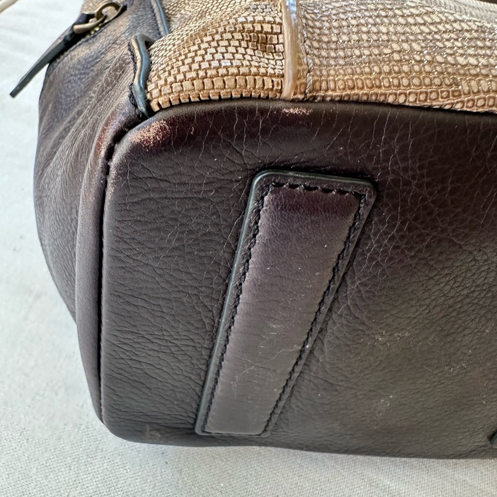 Fossil Tan and Brown Tote with Leather Accents - Picture 6 of 13